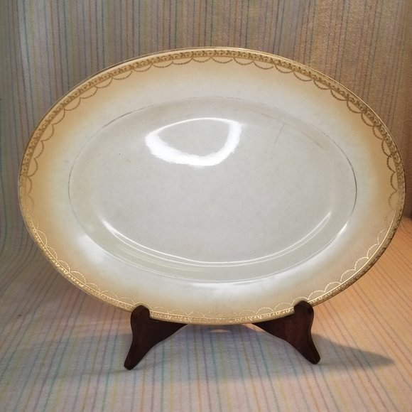 The French China Company Dining Antique La Francaise Golden Oval Serving Platter Tray